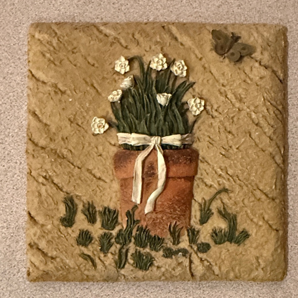 Floral Wall Art with Butterfly Accent